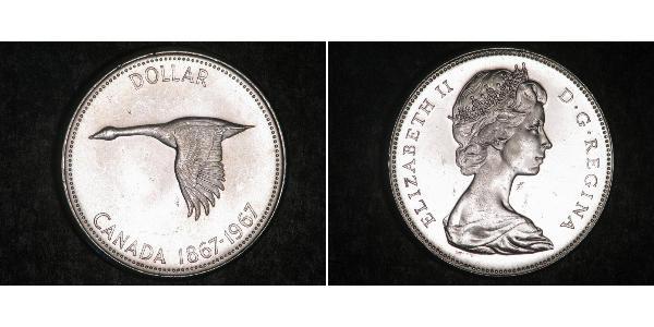 1 Dollar 加拿大 銀 伊丽莎白二世 (1926-2022)