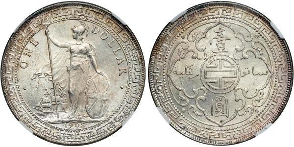 1 Dollar 大英帝国 / 香港 銀 