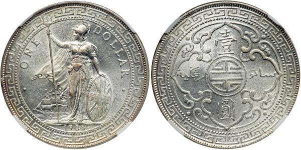 1 Dollar 大英帝国 / 香港 銀 