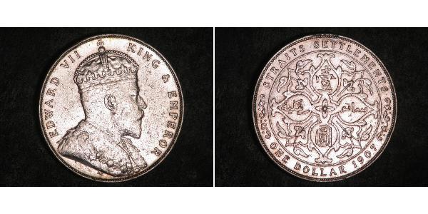 1 Dollar 海峡殖民地 銀 爱德华七世 (1841-1910)