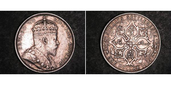 1 Dollar 海峡殖民地 銀 爱德华七世 (1841-1910)