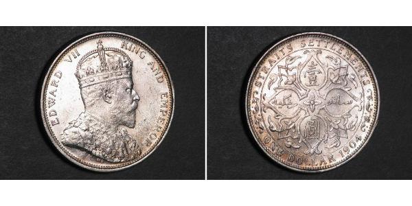 1 Dollar 海峡殖民地 銀 爱德华七世 (1841-1910)