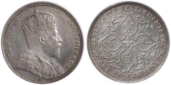 1 Dollar 海峡殖民地 銀 爱德华七世 (1841-1910)