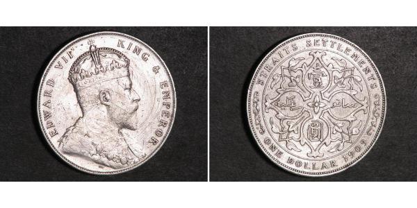 1 Dollar 海峡殖民地 銀 爱德华七世 (1841-1910)