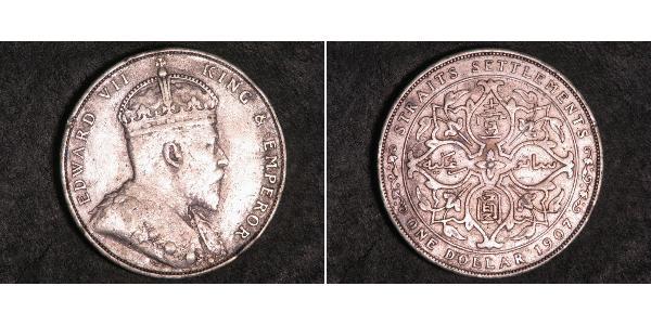 1 Dollar 海峡殖民地 銀 爱德华七世 (1841-1910)