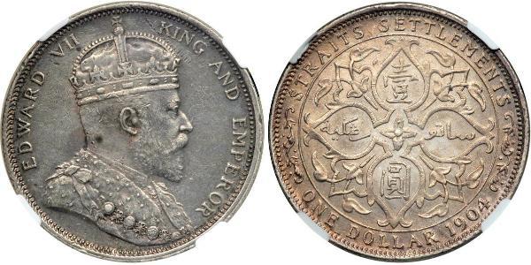 1 Dollar 海峡殖民地 銀 爱德华七世 (1841-1910)