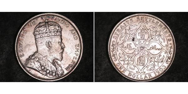 1 Dollar 海峡殖民地 銀 爱德华七世 (1841-1910)