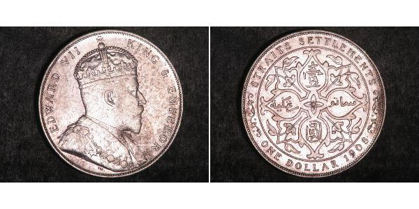 1 Dollar 海峡殖民地 銀 爱德华七世 (1841-1910)
