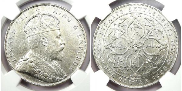 1 Dollar 海峡殖民地 銀 爱德华七世 (1841-1910)