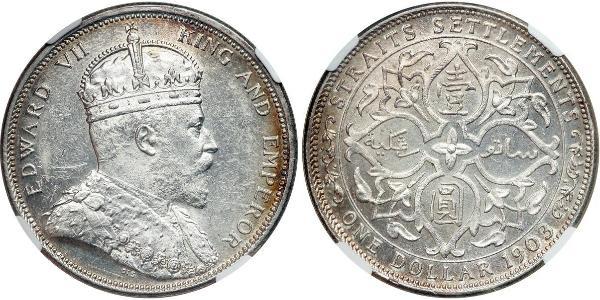 1 Dollar 海峡殖民地 銀 爱德华七世 (1841-1910)