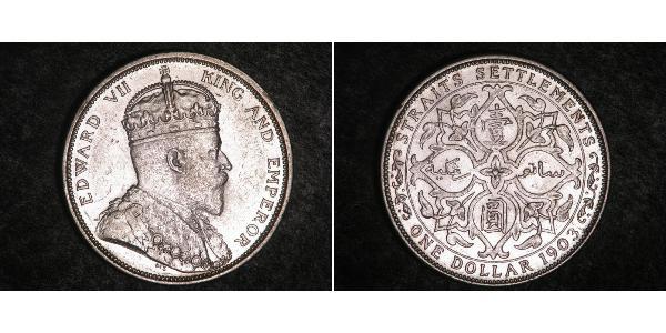 1 Dollar 海峡殖民地 銀 爱德华七世 (1841-1910)