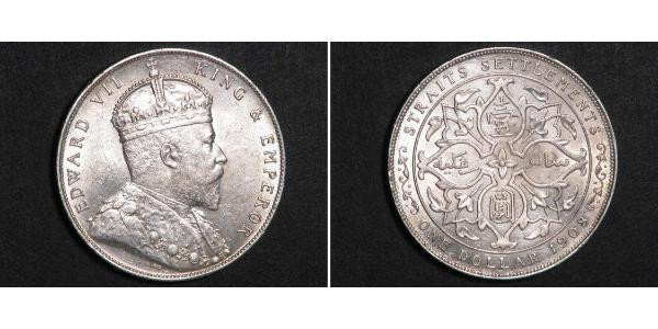1 Dollar 海峡殖民地 銀 爱德华七世 (1841-1910)
