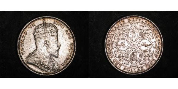 1 Dollar 海峡殖民地 銀 爱德华七世 (1841-1910)