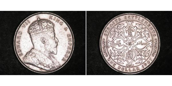 1 Dollar 海峡殖民地 銀 爱德华七世 (1841-1910)