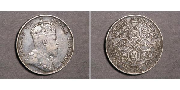 1 Dollar 海峡殖民地 銀 爱德华七世 (1841-1910)