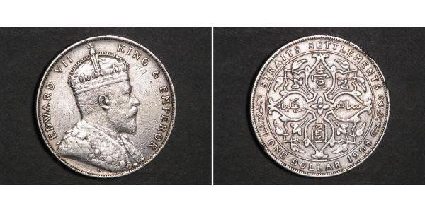 1 Dollar 海峡殖民地 銀 爱德华七世 (1841-1910)