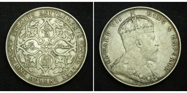 1 Dollar 海峡殖民地 銀 爱德华七世 (1841-1910)