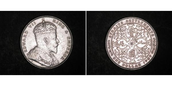 1 Dollar 海峡殖民地 銀 爱德华七世 (1841-1910)