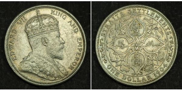 1 Dollar 海峡殖民地 銀 爱德华七世 (1841-1910)