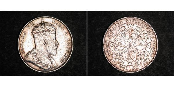 1 Dollar 海峡殖民地 銀 爱德华七世 (1841-1910)