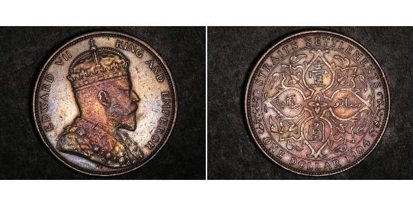 1 Dollar 海峡殖民地 銀 爱德华七世 (1841-1910)