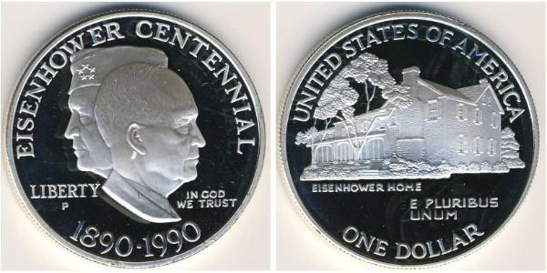 1 Dollar 美利堅合眾國 (1776 - ) 銀 Dwight David Eisenhower (1890-1969)