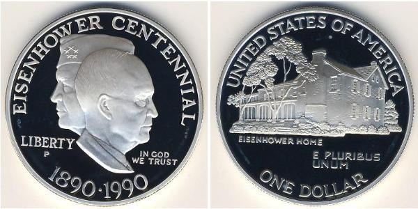1 Dollar 美利堅合眾國 (1776 - ) 銀 Dwight David Eisenhower (1890-1969)