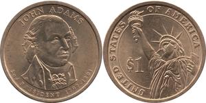 1 Dollar 美利堅合眾國 (1776 - ) 銅/Zinc John Adams (1735-1826)