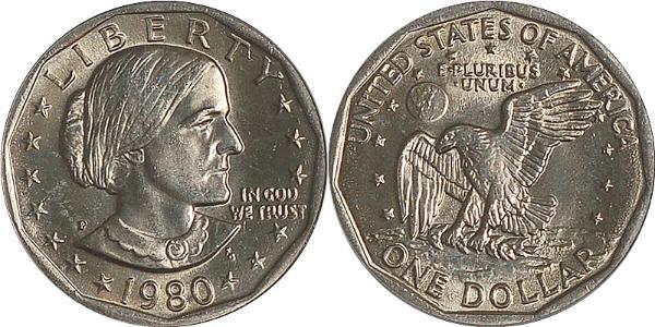 1 Dollar 美利堅合眾國 (1776 - ) 銅/镍 Susan Brownell Anthony (1820-1906)