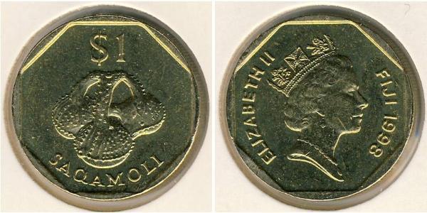 1 Dollar Fiji 黃銅 伊丽莎白二世 (1926-2022)