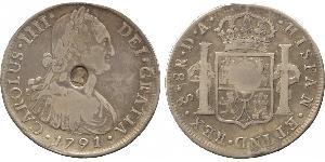 1 Dollar / 8 Real Vereinigtes Königreich von Großbritannien und Irland (1801-1922) / Vizekönigreich Neuspanien (1519 - 1821) Silber Georg III (1738-1820) / Karl IV (1748-1819)