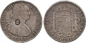 1 Dollar / 8 Real Vereinigtes Königreich von Großbritannien und Irland (1801-1922) / Vizekönigreich Neuspanien (1519 - 1821) Silber Georg III (1738-1820) / Karl IV (1748-1819)