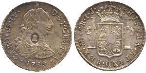 1 Dollar / 8 Real Vereinigtes Königreich von Großbritannien und Irland (1801-1922) / Vizekönigreich Neuspanien (1519 - 1821) Silber Georg III (1738-1820) / Karl IV (1748-1819)