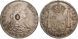 1 Dollar / 8 Real Vereinigtes Königreich von Großbritannien und Irland (1801-1922) / Vizekönigreich Neuspanien (1519 - 1821) Silber Georg III (1738-1820) / Karl IV (1748-1819)