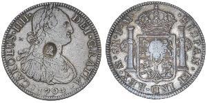 1 Dollar / 8 Real Vereinigtes Königreich von Großbritannien und Irland (1801-1922) / Vizekönigreich Neuspanien (1519 - 1821) Silber Georg III (1738-1820) / Karl IV (1748-1819)