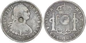 1 Dollar / 8 Real Vereinigtes Königreich von Großbritannien und Irland (1801-1922) / Vizekönigreich Neuspanien (1519 - 1821) Silber Georg III (1738-1820) / Karl IV (1748-1819)