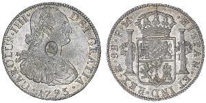 1 Dollar / 8 Real Vereinigtes Königreich von Großbritannien und Irland (1801-1922) / Vizekönigreich Neuspanien (1519 - 1821) Silber Georg III (1738-1820) / Karl IV (1748-1819)