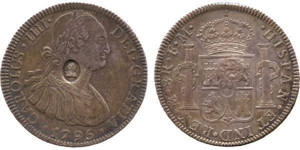 1 Dollar / 8 Real Vereinigtes Königreich von Großbritannien und Irland (1801-1922) / Vizekönigreich Neuspanien (1519 - 1821) Silber Georg III (1738-1820) / Karl IV (1748-1819)