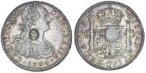 1 Dollar / 8 Real United Kingdom of Great Britain and Ireland (1801-1922) / Spanish Mexico  / Kingdom of New Spain (1519 - 1821) Silver George III (1738-1820) / Charles IV of Spain (1748-1819)