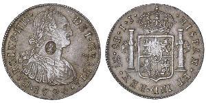 1 Dollar / 8 Real 大不列颠及爱尔兰联合王国 (1801 - 1922) / 新西班牙總督轄區 (1535 - 1821) 銀 卡洛斯四世 (1748-1819) / 喬治三世 (1738-1820)