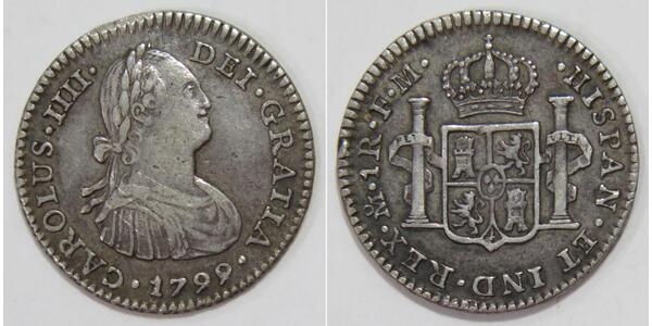 1 Dollar / 8 Real 大不列颠及爱尔兰联合王国 (1801 - 1922) / 新西班牙總督轄區 (1535 - 1821) 銀 卡洛斯四世 (1748-1819) / 喬治三世 (1738-1820)
