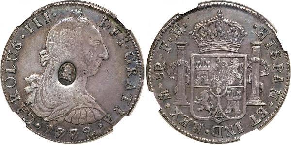 1 Dollar / 8 Real 大不列颠及爱尔兰联合王国 (1801 - 1922) / 新西班牙總督轄區 (1535 - 1821) 銀 卡洛斯四世 (1748-1819) / 喬治三世 (1738-1820)
