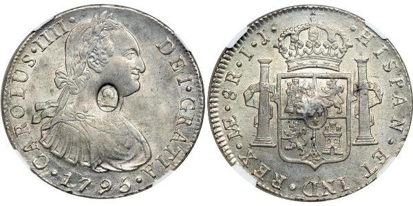 1 Dollar / 8 Real 大不列颠及爱尔兰联合王国 (1801 - 1922) / 新西班牙總督轄區 (1535 - 1821) 銀 卡洛斯四世 (1748-1819) / 喬治三世 (1738-1820)