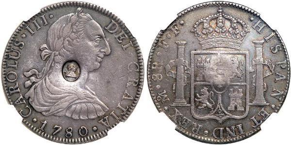 1 Dollar / 8 Real 大不列颠及爱尔兰联合王国 (1801 - 1922) / 新西班牙總督轄區 (1535 - 1821) 銀 卡洛斯四世 (1748-1819) / 喬治三世 (1738-1820)