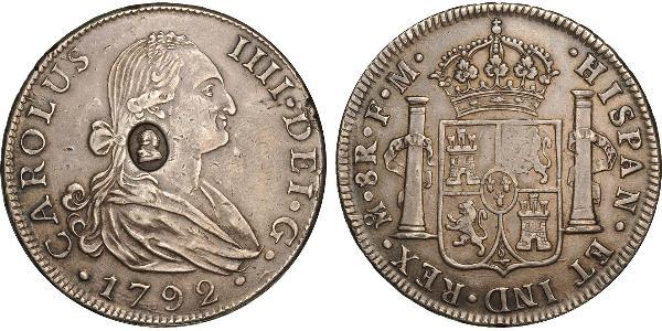 1 Dollar / 8 Real 大不列颠及爱尔兰联合王国 (1801 - 1922) / 新西班牙總督轄區 (1535 - 1821) 銀 卡洛斯四世 (1748-1819) / 喬治三世 (1738-1820)