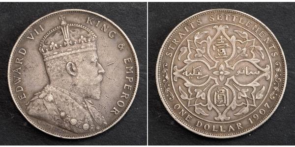 1 Dollaro Insediamenti dello Stretto (1826 - 1946) Argento Edoardo VII (1841-1910)