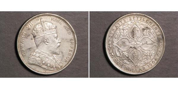 1 Dollaro Insediamenti dello Stretto (1826 - 1946) Argento Edoardo VII (1841-1910)
