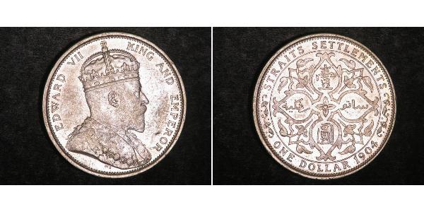 1 Dollaro Insediamenti dello Stretto (1826 - 1946) Argento Edoardo VII (1841-1910)