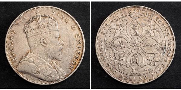 1 Dollaro Insediamenti dello Stretto (1826 - 1946) Argento Edoardo VII (1841-1910)