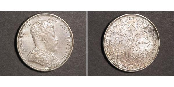 1 Dollaro Insediamenti dello Stretto (1826 - 1946) Argento Edoardo VII (1841-1910)